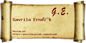 Gavrila Ernák névjegykártya